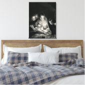 Nativiteit Jesus Virgin Mary Angels Black White Canvas Afdruk (Insitu (Slaapkamer))