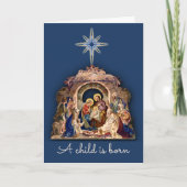 Nativiteit Jezus is geboren personaliseer handteke Kaart (Voorkant)