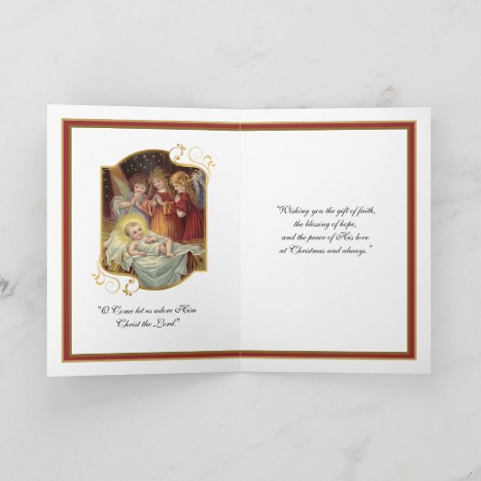  nativiteit Jezus Religieuze Angels Kerstmis Kaart (Binnen)