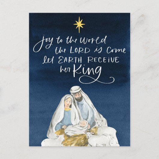 Nativiteit Joy Waterverf Religieuze Kerstmis Briefkaart (Voorkant)