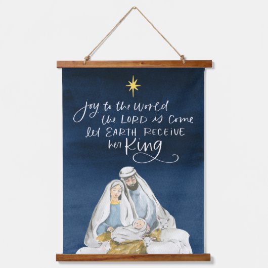 Nativiteit Joy Waterverf Religieuze Kerstmis Hangend Wandkleed (Voorkant)