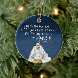 Nativiteit Joy Waterverf Religieuze Kerstmis Keramisch Ornament