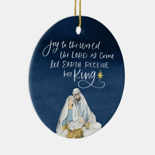 Nativiteit Joy Waterverf Religieuze Kerstmis Keramisch Ornament (Rechts)
