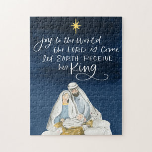 Nativiteit Joy Waterverf Religieuze Kerstmis Legpuzzel