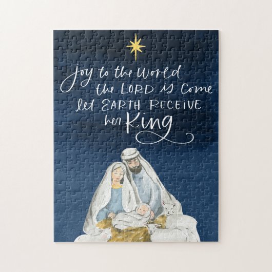 Nativiteit Joy Waterverf Religieuze Kerstmis Legpuzzel (Verticaal)