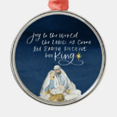 Nativiteit Joy Waterverf Religieuze Kerstmis Metalen Ornament (Voorkant)