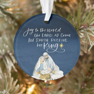Nativiteit Joy Waterverf Religieuze Kerstmis Ornament