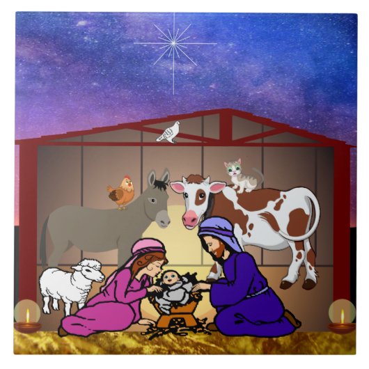 Nativiteit keramische Tegel Tegeltje (Voorkant)