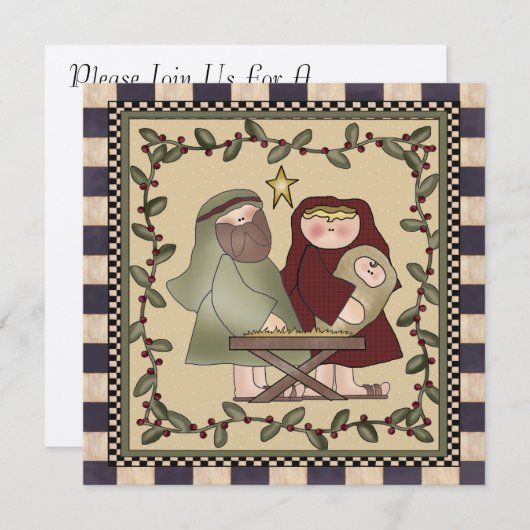 Nativiteit kerstfeest uitnodiging (Voorkant / Achterkant)
