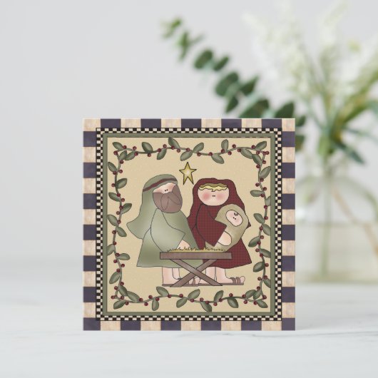 Nativiteit kerstfeest uitnodiging (Staand voorkant)