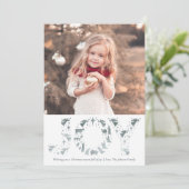 Nativiteit kerstkaart JOY Faux Silver Foil (Staand voorkant)