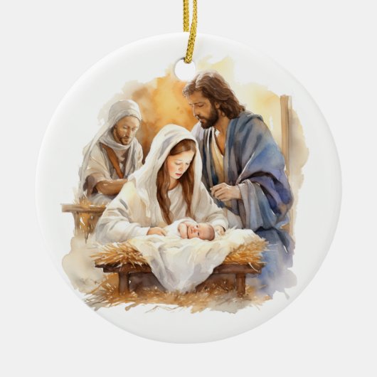 Nativiteit kerstmis keramisch ornament (Voorkant)