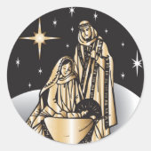 Nativiteit kerstmis ronde sticker (Voorkant)