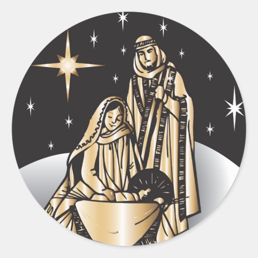 Nativiteit kerstmis ronde sticker (Voorkant)