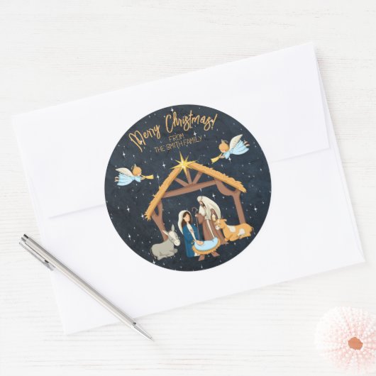 Nativiteit kerstmis ronde sticker (Envelop)