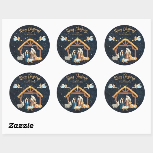Nativiteit kerstmis ronde sticker (Vel)
