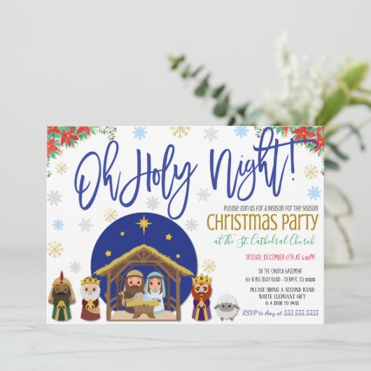 Nativiteit kerstuitnodiging kaart (Staand voorkant)