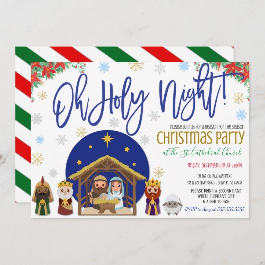 Nativiteit kerstuitnodiging kaart (Voorkant / Achterkant)