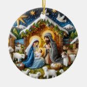 Nativiteit kerstversiering keramisch ornament (Voorkant)