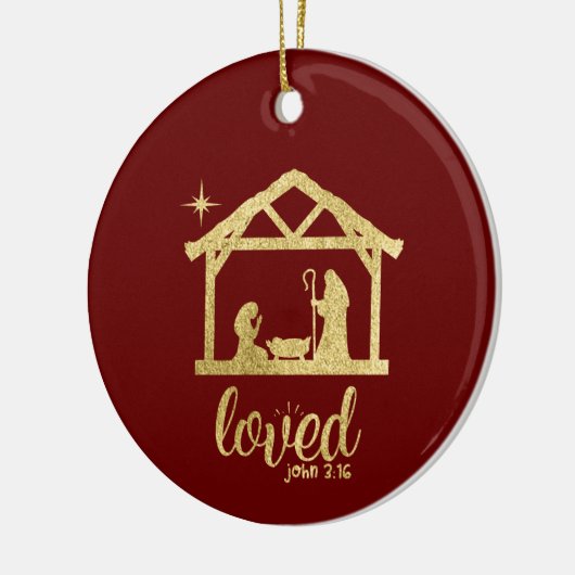 Nativiteit Manger Jesus Love Christelijk Kerstmis Keramisch Ornament (Links)
