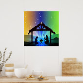 Nativiteit Manger-kerstgrafisch Poster (Keuken)