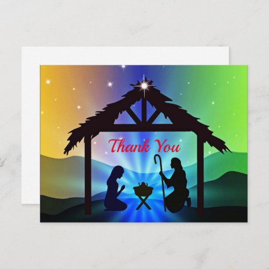 Nativiteit Manger Kerstmis Grafisch Dank u Briefkaart (Voorkant / Achterkant)