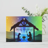 Nativiteit Manger Kerstmis Grafische kerstflank Feestdagenkaart (Staand voorkant)
