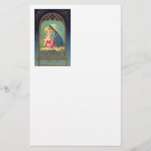 Nativiteit Mary die de Baby Jezus vasthoudt Briefpapier