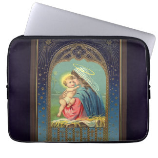 Nativiteit Mary die de Baby Jezus vasthoudt Laptop Sleeve