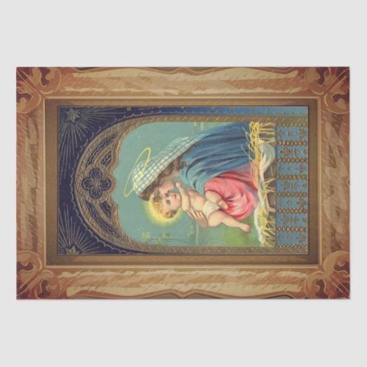 Nativiteit Mary die de Baby Jezus vasthoudt Tissuepapier (Voorkant)