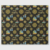 Nativiteit Mary Joseph Jesus Angels Golden Snowfla Cadeaupapier (Vlak)