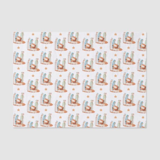 Nativiteit Mary Joseph Jesus Shepherd Kerstmis Tissuepapier (Voorkant)