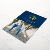 Nativiteit Merry Kerstblauw Folie Feestdagenkaart (Gedraaid)