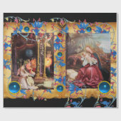 NATIVITEIT MET ANGELS, FLORAL CHRISTMAS PARCHCHMEN CADEAUPAPIER (Vlak)