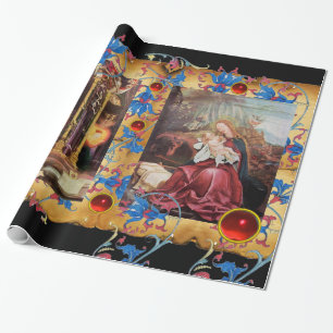 NATIVITEIT MET ANGELS, FLORAL CHRISTMAS PARCHCHMEN CADEAUPAPIER