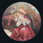 NATIVITEIT MET ANGELS - MAGISCH VAN CHRISTMAS RONDE STICKER<br><div class="desc">De kleurrijke en magische sfeer van de kerst van de Duitse schilder Matthias Grunewald ,  Details from Second state of the Isenheim Altarpart , expressive and intense style of late medieval Central European art into the 16th eeuw.Oil on wood.</div>
