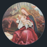 NATIVITEIT MET ANGELS - MAGISCH VAN CHRISTMAS RONDE STICKER<br><div class="desc">De kleurrijke en magische sfeer van de kerst van de Duitse schilder Matthias Grunewald ,  Details from Second state of the Isenheim Altarpart , expressive and intense style of late medieval Central European art into the 16th eeuw.Oil on wood.</div>