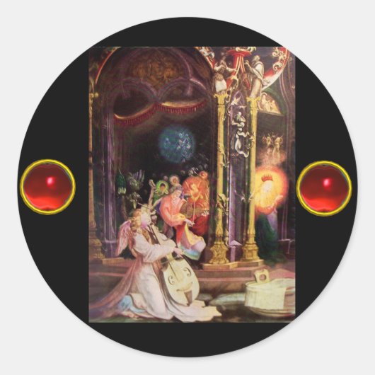 NATIVITEIT MET ANGELS - MAGISCH VAN CHRISTMAS RONDE STICKER (Voorkant)