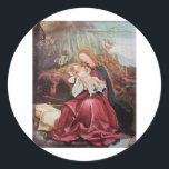 NATIVITEIT MET ANGELS - MAGISCH VAN CHRISTMAS RONDE STICKER<br><div class="desc">De kleurrijke en magische sfeer van de kerst van de Duitse schilder Matthias Grunewald ,  Details from Second state of the Isenheim Altarpart , expressive and intense style of late medieval Central European art into the 16th eeuw.Oil on wood.</div>