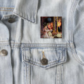 NATIVITEIT MET ANGELS - MAGISCH VAN CHRISTMAS VIERKANTE BUTTON 5,1 CM (In situ)