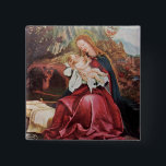 NATIVITEIT MET ANGELS - MAGISCH VAN CHRISTMAS VIERKANTE BUTTON 5,1 CM<br><div class="desc">De kleurrijke en magische sfeer van de kerst van de Duitse schilder Matthias Grunewald ,  Details from Second state of the Isenheim Altarpart , expressive and intense style of late medieval Central European art into the 16th eeuw.Oil on wood.</div>