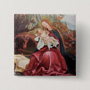 NATIVITEIT MET ANGELS - MAGISCH VAN CHRISTMAS VIERKANTE BUTTON 5,1 CM