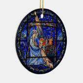 Nativiteit met Kerstmis + Datum Keramisch Ornament (Rechts)