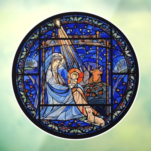 Nativiteit met Kerstmis + Datum keramische versier Raamsticker (Vel 3)