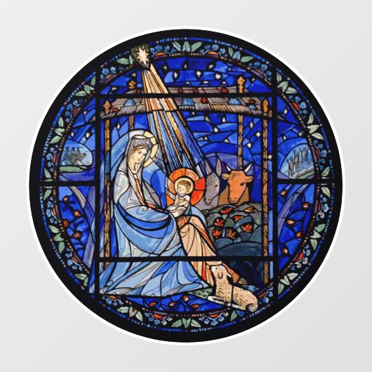 Nativiteit met Kerstmis + Datum keramische versier Raamsticker (Vel)