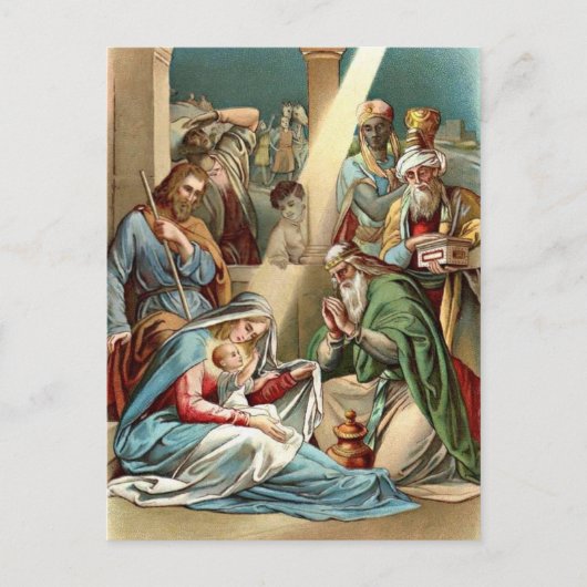 Nativiteit met Mannen Briefkaart (Voorkant)