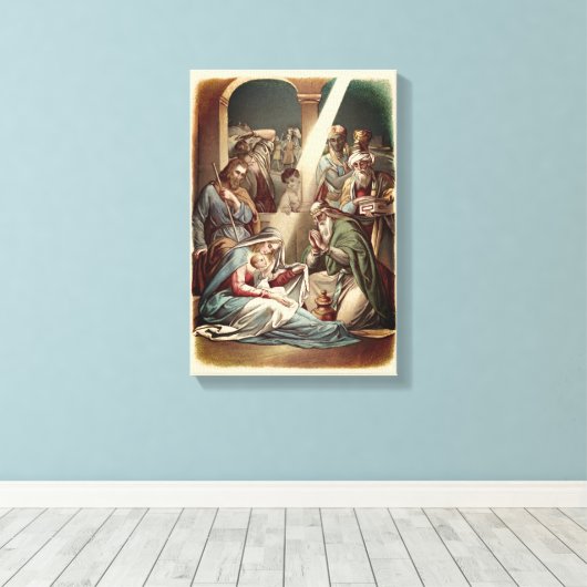 Nativiteit met Mannen doek Canvas Afdruk (Insitu (Houten vloer))