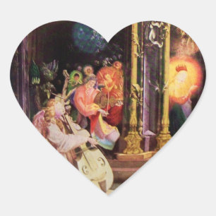 NATIVITEIT MET MUSISCHE ANGELS - CHRISTMAS HEART HART STICKER