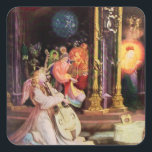 NATIVITEIT MET MUZIEKHOEK - MAGISCH CHRISTMAS VIERKANTE STICKER<br><div class="desc">De kleurrijke en magische sfeer van de kerst van de Duitse schilder Matthias Grunewald ,  Details from Second state of the Isenheim Altarpart , expressive and intense style of late medieval Central European art into the 16th eeuw.Oil on wood.</div>