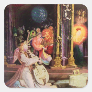 NATIVITEIT MET MUZIEKHOEK - MAGISCH CHRISTMAS VIERKANTE STICKER